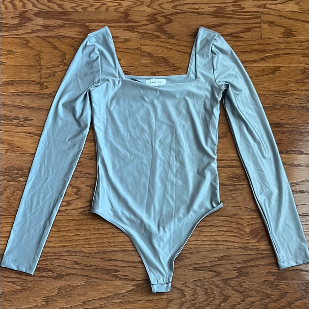 ARITZIA Babaton Contour Metallic Square Longsleeve Bodysuit